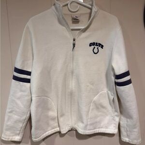Womans Beige NFL Indianapolis Colts Full Zip Fleece Sweater Long Sleeve Sz L